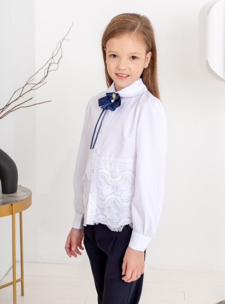 701289 Блуза с длинным рукавом и брошью ModaLora